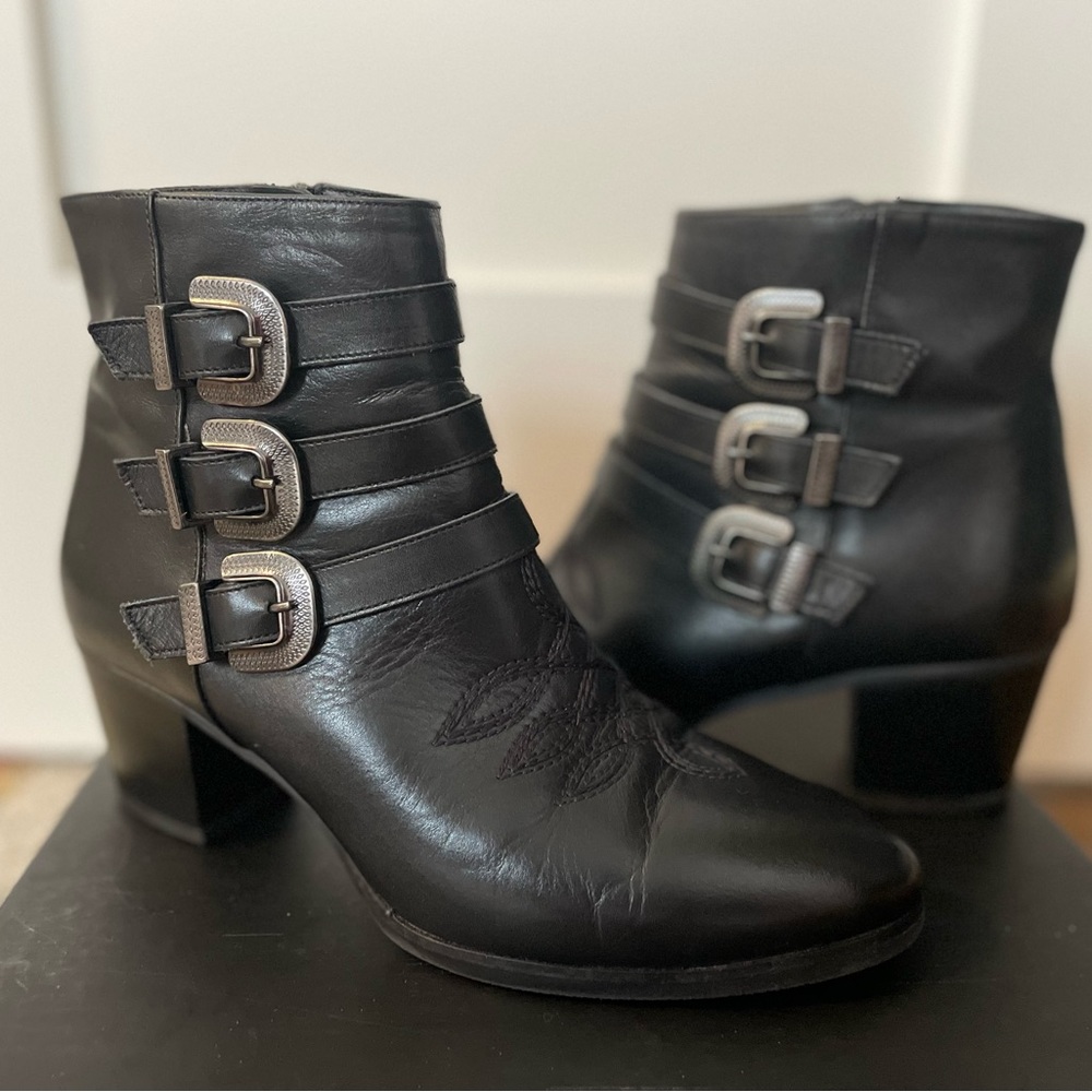 Albano Black Ankle Boots with buckles